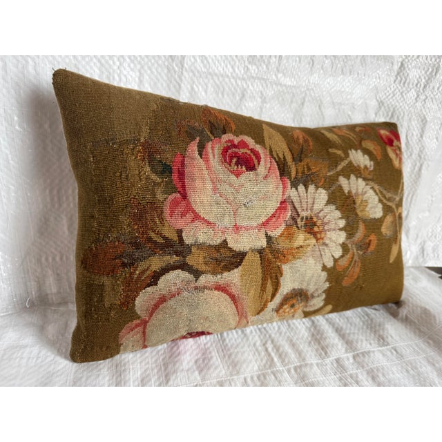 French 19th Century French Aubusson Floral Tapestry Pillow For Sale - Image 3 of 4