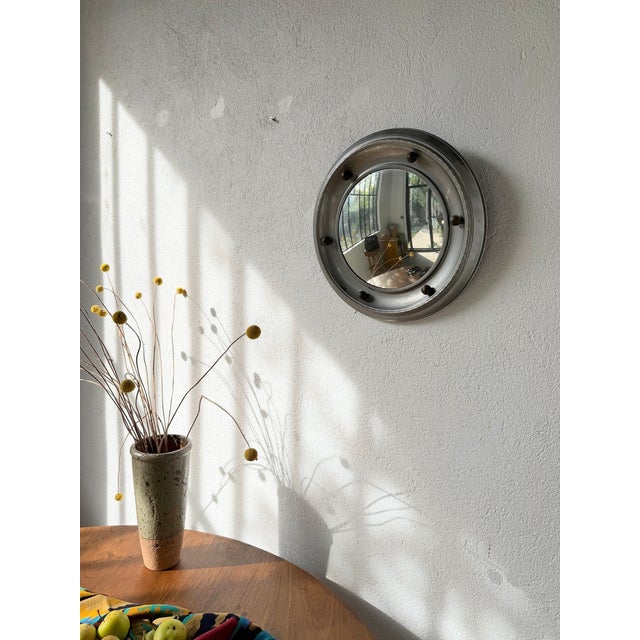 Antique English Style Round Convex Metal Mirror, 1900s For Sale - Image 18 of 18