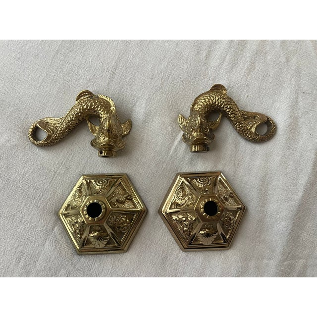 Vintage Dolphin Motif Solid Brass 3-Handle Tub & Shower Set – Unlacquered Polished Brass, Hollywood Regency Style Phylrich For Sale - Image 14 of 17