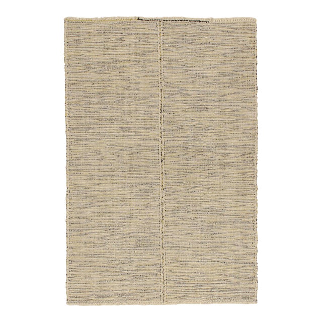 2010s Rug & Kilim’s Contemporary Kilim Rug in Beige With Black and Yellow Accents For Sale