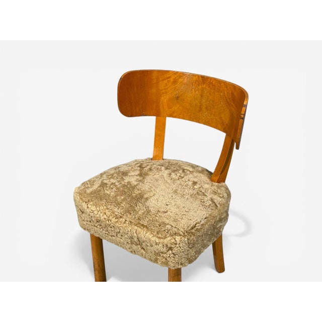 Wood Axel Einar Hjorth, Rare Birka Chairs, Birch, Honey Sheepskin, Sweden, 1930s For Sale - Image 7 of 12
