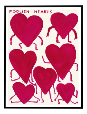 David Shrigley, Foolish Hearts, 2023, Paper, Framed