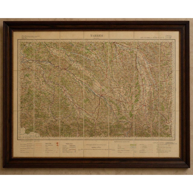 Title: Antique Tarbes & French Pyrenees Folding Map, Edward Stanford, 1922 : This original folding map of Tarbes and the...