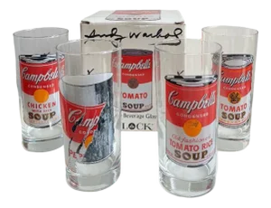 Campbells Series Glasses attributed to Andy Warhol Produced for Block, 1990s, Set of 4