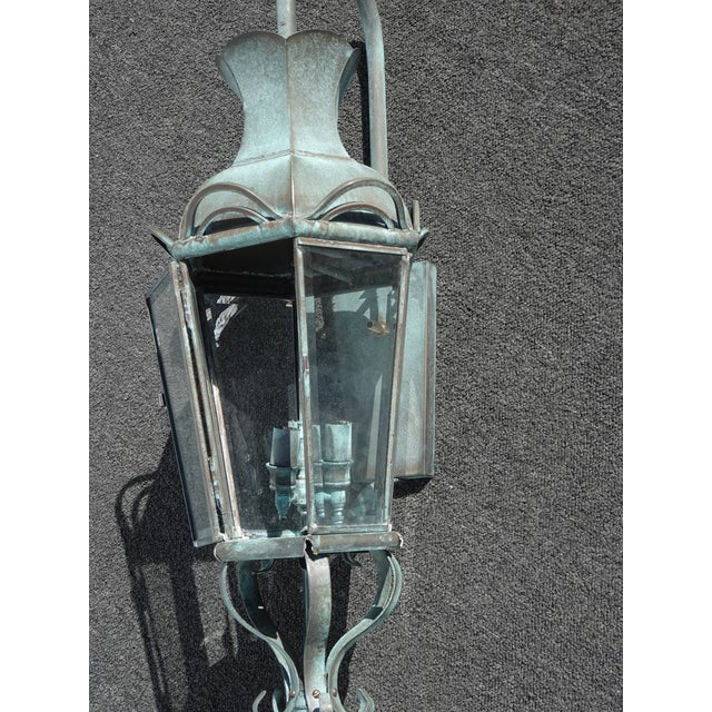 1990s Vintage New Outdoor Wall Light Fixture Green Sconce Lantern Style For Sale - Image 5 of 11