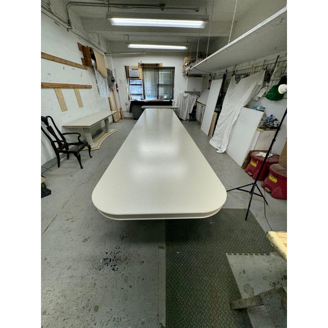 1990s 1990s Grand Scale Painted & Gilt-wood Two Pedestal Dining Table with 2 leaves For Sale - Image 5 of 9