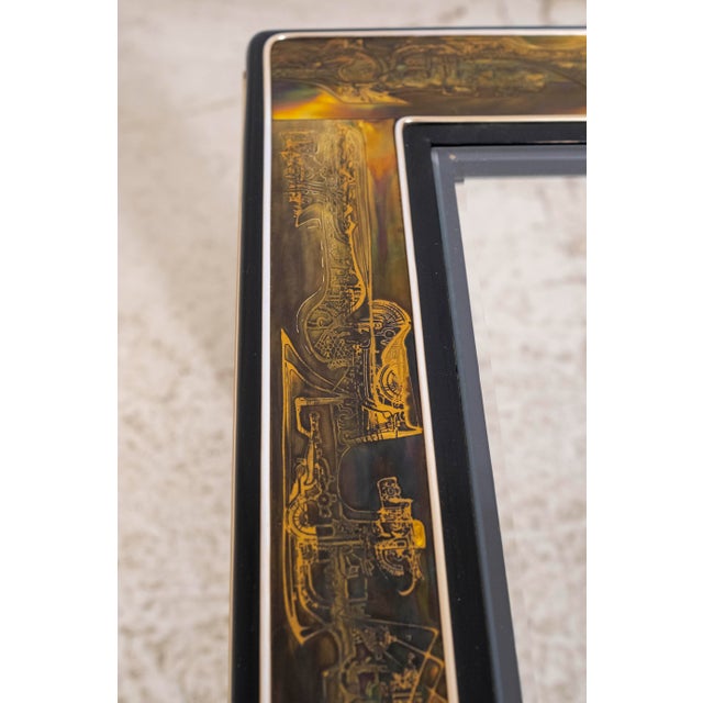 Bernard Rhone Mastercraft Acid Etched Glass Top Coffee Table For Sale - Image 9 of 15