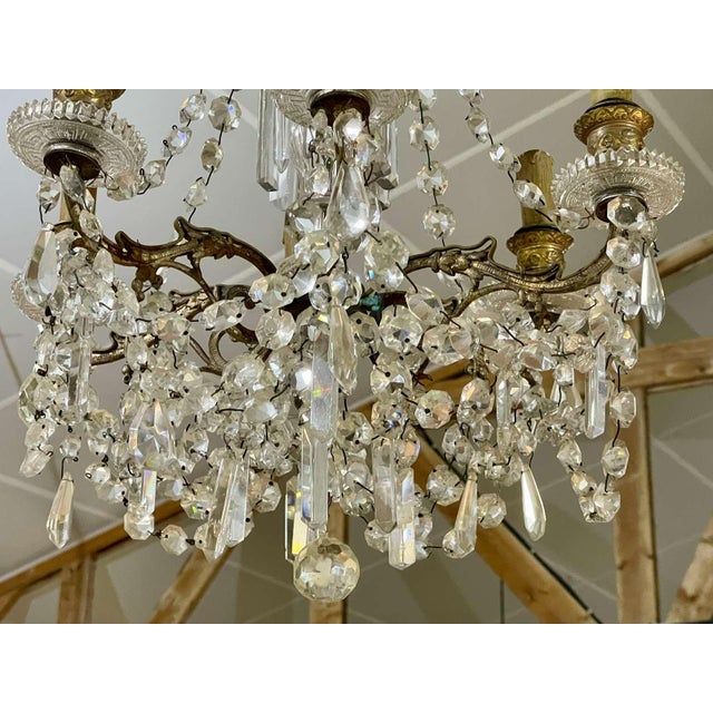 6-Light Chandelier in Crystal and Bronze, 19th Century For Sale - Image 10 of 11