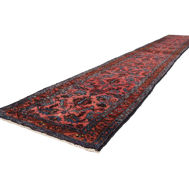 61531 Pink Antique Persian Lilihan Rug Runner, 02'07 x 20'01. The Rose Corridor: An Antique Persian Lilihan Runner of...