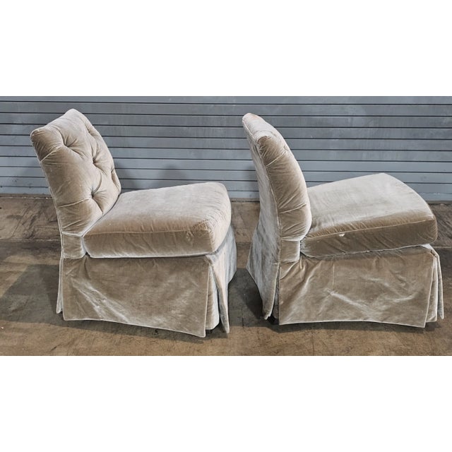 Pair of Late 20th Century Baker Furniture Slipper Chair Lounge Chair High End Velvet Upholstery For Sale In Cleveland - Image 6 of 10