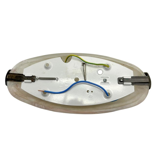 Metal Italian Marble-Effect Glass Wall Lamps, 1980s, Set of 2 For Sale - Image 7 of 9