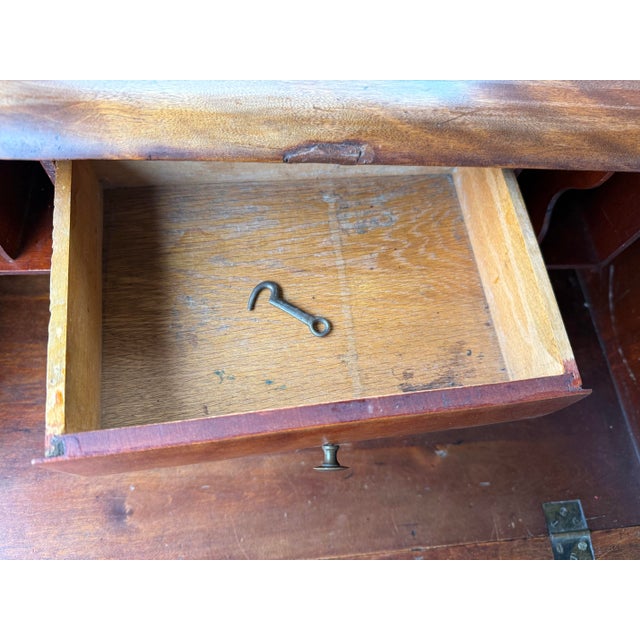 Antique Slant/ Drop Front Secretary Desk With Locking Drawer (Has Key) For Sale - Image 9 of 12
