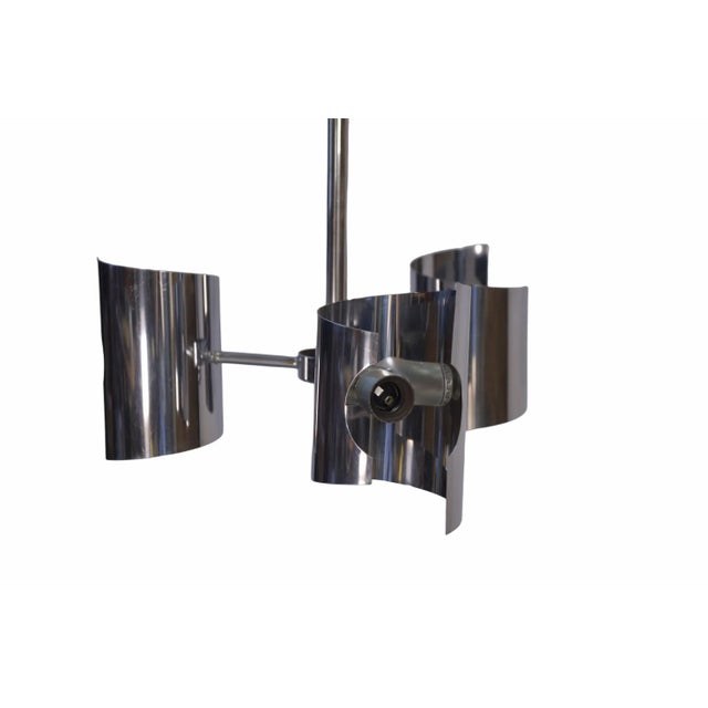 Vintage Chrome Steel Pendant Light, 1970s, in Very Good conditions. Designed 1970 to 1979 European Plug (up to 250V).The...