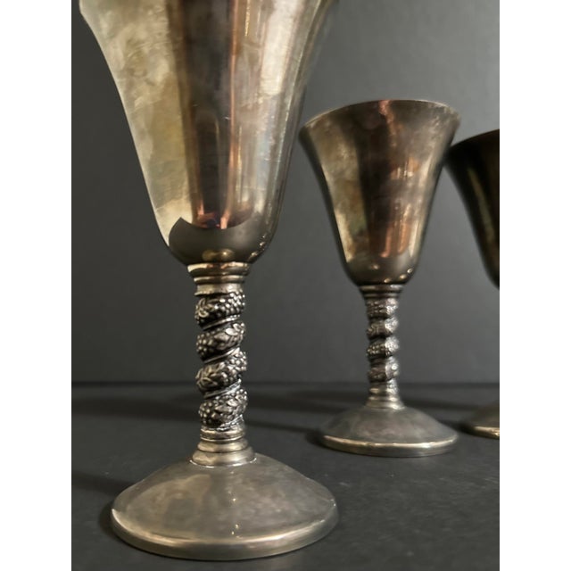 Vintage Mid Century Silver Plated Wine Goblets by Roma s.l Madrid Spain- Set of 4 For Sale In Orlando - Image 6 of 10
