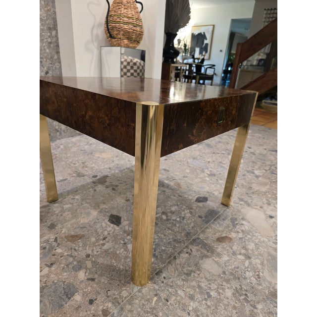 Mid 19th Century Beautiful Burl and Golden Brass Side Table by Century Furniture For Sale In Dallas - Image 6 of 16