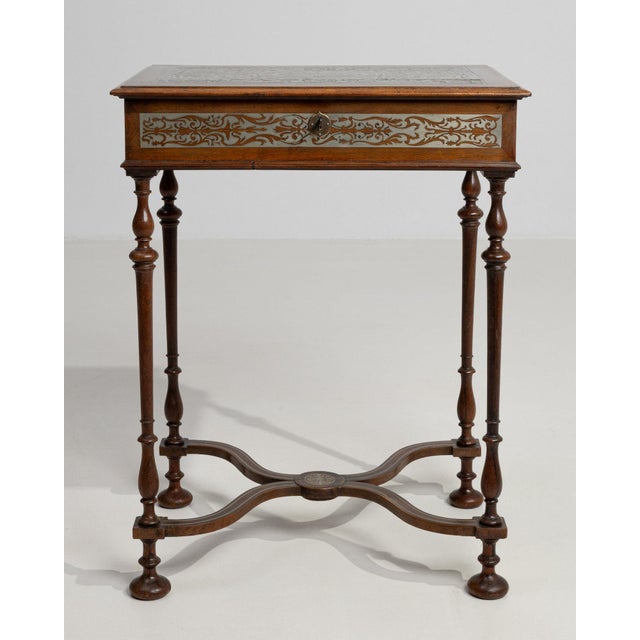 Late 19th Century 1880-1889 France Rich Walnut Brown Inlaid Walnut Side Table For Sale - Image 5 of 10