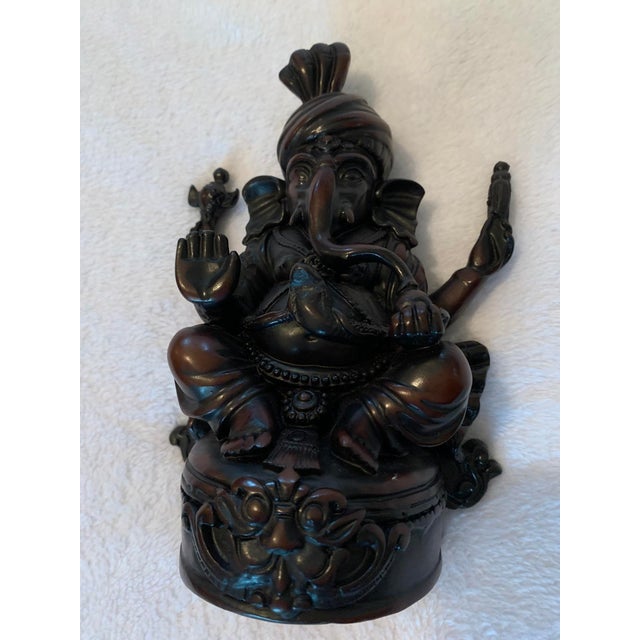 Indian Late 20th Century Tibetan Buddhist Ganapati, Lord Ganesh Solid Mahogany Hand-Carved Statue For Sale - Image 3 of 12