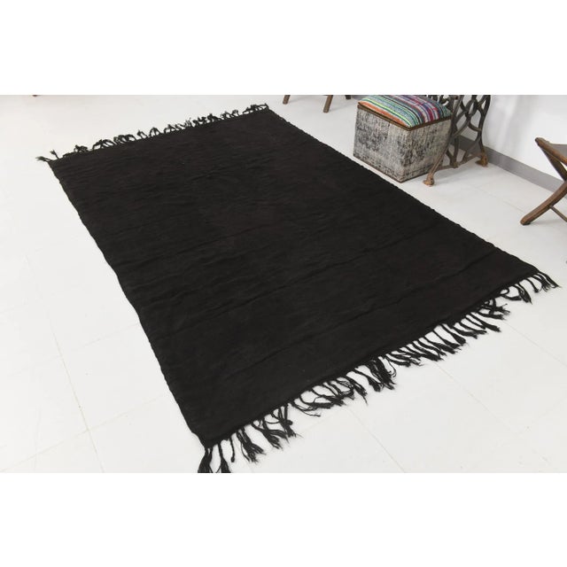 Contemporary Black Hemp Kilim Rug For Sale - Image 3 of 11