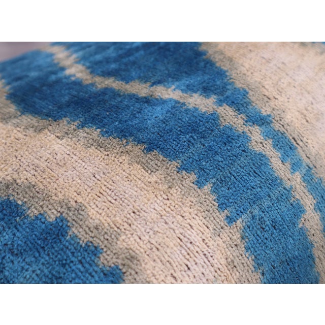 Textile Contemporary Blue Color Velvet Throw Pillow & Down Insert For Sale - Image 7 of 8