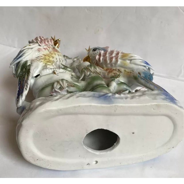 Vintage Asian Figurine Composition Ceramic Porcelain Birds/Parrots For Sale - Image 11 of 12