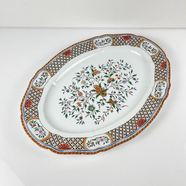 White Large Vintage Oval Platter from Gien, 1990 For Sale - Image 8 of 8