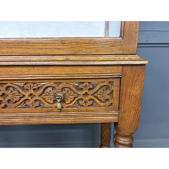 Carved Oak Display Cabinet, 1910 For Sale - Image 15 of 18