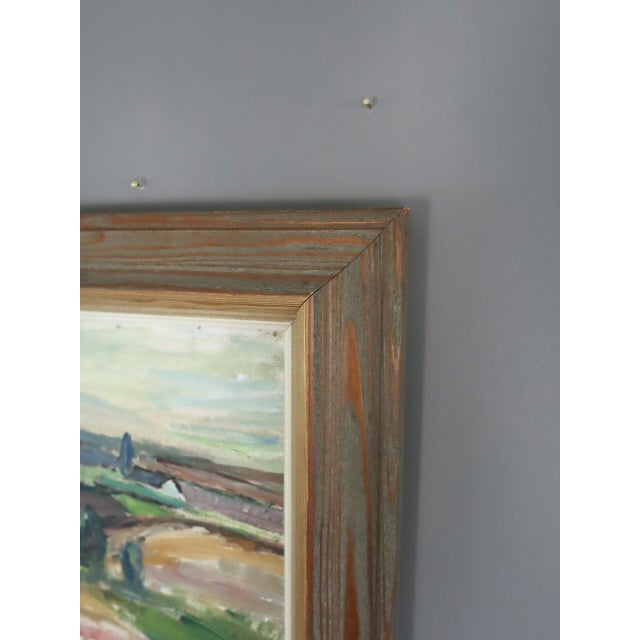 1960s Mid Century Modern 'View Over the Valley' Vintage Original Landscape Oil Painting, Framed For Sale - Image 5 of 11