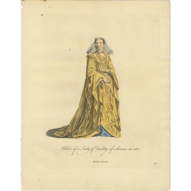 European School, Costume of Padua and Siena, 1749, Engraving, Set of 2 For Sale - Image 6 of 9