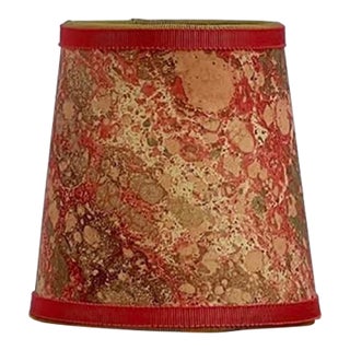 Coral and Gold Marbled Paper Chandelier Shade - 4”x6”x6” For Sale