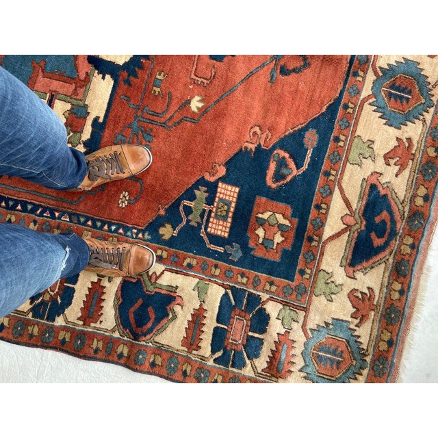 Textile Vintage Turkish SERAPI Design Rusty Terracotta Rug 7.3 x 10 For Sale - Image 7 of 10