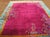 Art Deco 1920s Pink Dark Floral Antique Chinese Art Deco Rug 9' X 11'6" Handknotted Wool Carpet For Sale - Image 3 of 5