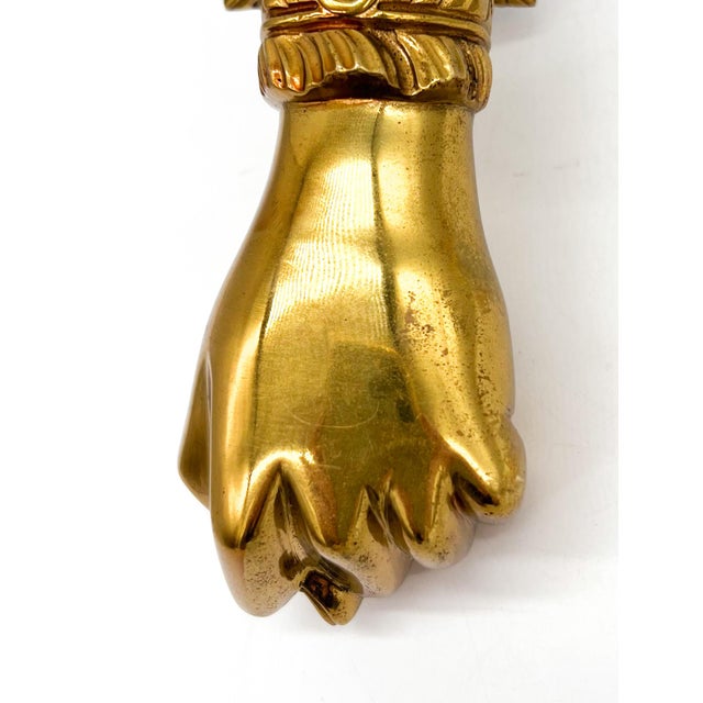 Vintage Brass Hand Door Knocker – Victorian Style Clenched Hand – Georgian Revival Hardware For Sale - Image 13 of 13
