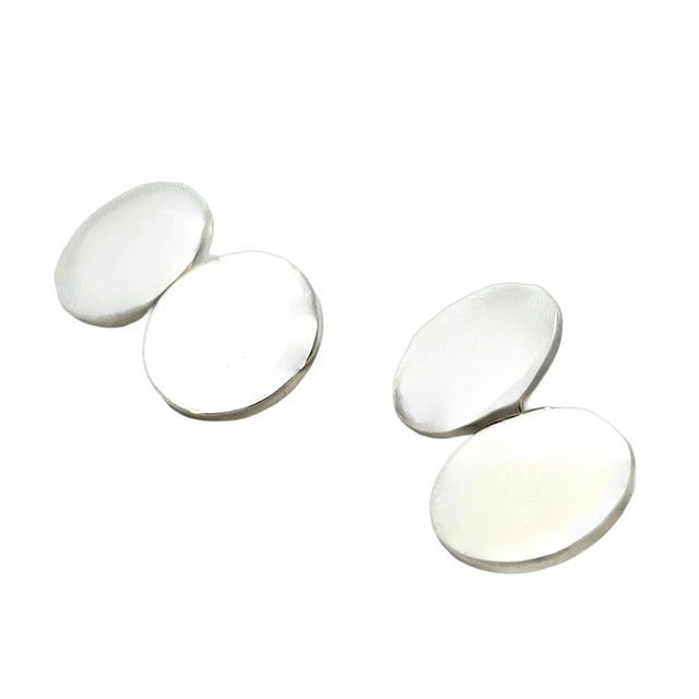 1990s Pair of Tiffany & Co Estate Cufflinks Silver For Sale In New York - Image 6 of 6