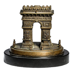 Miniature Antique Arc De Triomphe Paris France Bronze Sculpture Grand Tour Souvenir