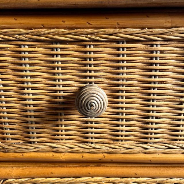 2000 - 2009 Vintage Bamboo and Wicker Chest of Drawers For Sale - Image 5 of 18