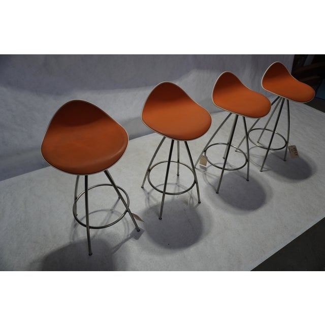 Orange Onda Swivel Kitchen Stools by Jesús Gasca for Stua in Orange - Pair For Sale - Image 8 of 17