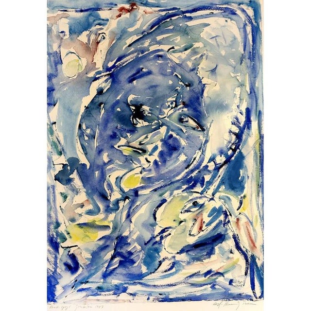 Carl-Henning Pedersen, Water Mirror, 1890s, Watercolor For Sale - Image 3 of 3