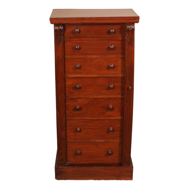 19th Century Walnut Wellington Chest of Drawers For Sale