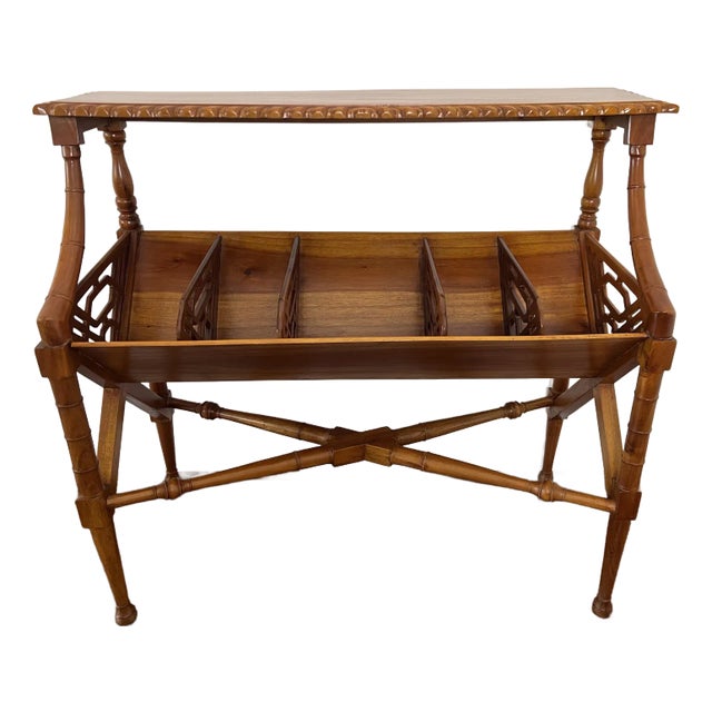 Late 20th Century Chippendale Faux Bamboo and Fretwork Library Book Trough or Bookshelf Console For Sale