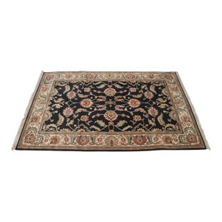Karastan Ashara 100% Wool Agra Black Acanthus Palmette 549 Area Rug Carpet 6 X 9 For Sale