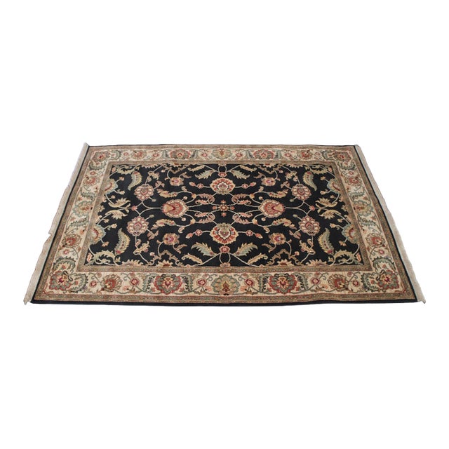 Karastan Ashara 100% Wool Agra Black Acanthus Palmette 549 Area Rug Carpet 6 X 9 For Sale