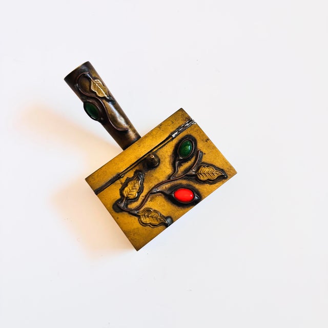 Art Deco Cloisonne Brass Box With Handle For Sale - Image 3 of 11