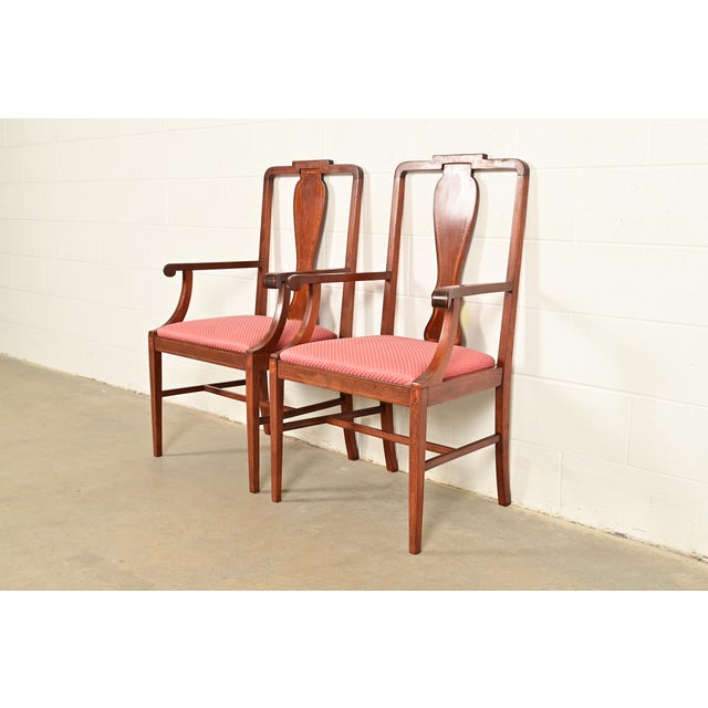 English Baker Furniture Style Federal Inlaid Mahogany Armchairs, Pair For Sale - Image 3 of 14