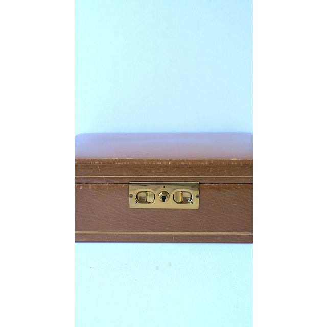 Camel Leather Jewelry Box Made in Spain, Similar to Italian For Sale - Image 8 of 12