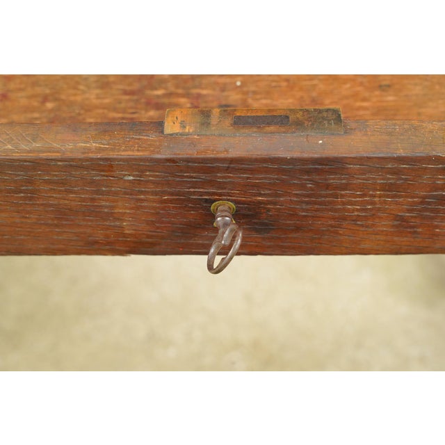 Wood Mid 20th Century Banque De France Leather Top Wood Bank Writing Desk For Sale - Image 7 of 16