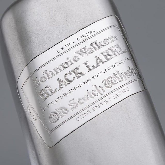 Large 20th Century Novelty Silver One Litre Whisky Bottle from Johnnie Walker For Sale - Image 12 of 18
