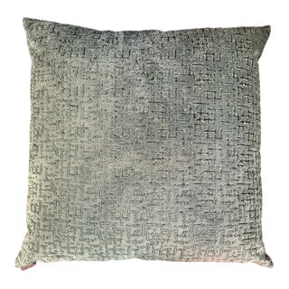 Vivid Green Geometric Sheered Velvet Blend Double Sided Pillow With New Insert For Sale