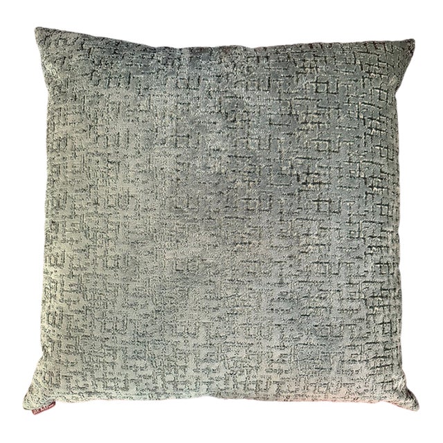 Vivid Green Geometric Sheered Velvet Blend Double Sided Pillow With New Insert For Sale