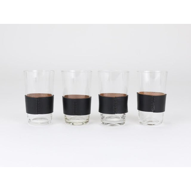 Black Leather Pitcher & Glasses by Carl Auböck, Austria, 1950s, Set of 5 For Sale - Image 11 of 13