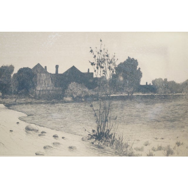 Black Antique Henry Mortikar Rosenberg Babbling Brook Panoramic Landscape Etching 25" For Sale - Image 8 of 15